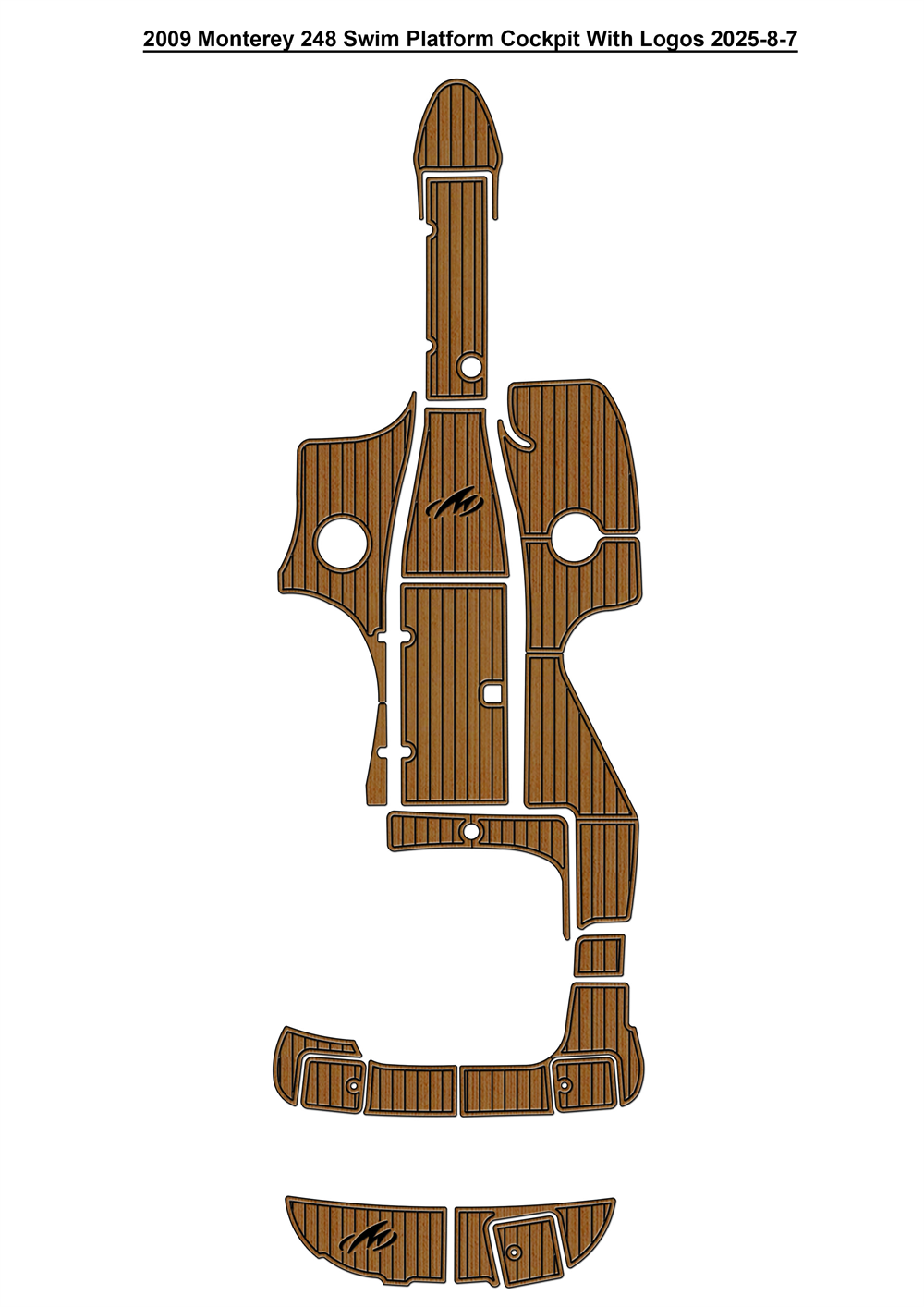 2009 Monterey 248 Swim Platform Cockpit Pad Boat EVA Foam Faux Teak Deck Floor Mat SeaDek MarineMat Gatorstep Style Self Adhesive