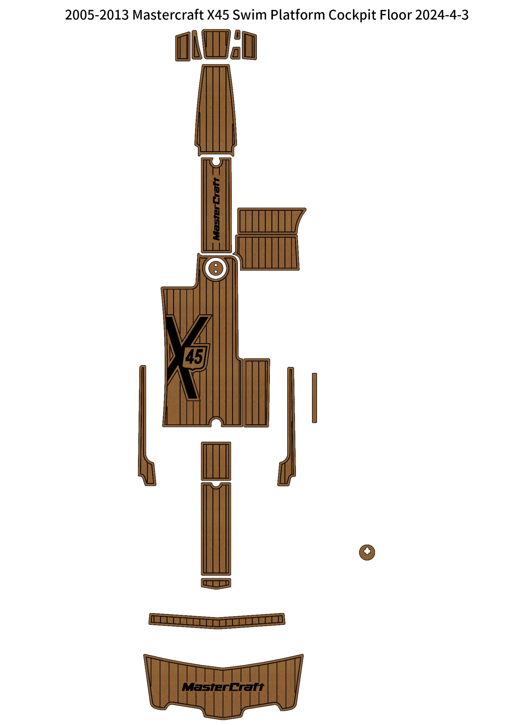 2005-2013 Mastercraft X45 Swim Platform Cockpit Pad Boat EVA Teak Deck Floor Mat SeaDek MarineMat Gatorstep Style Self Adhesive