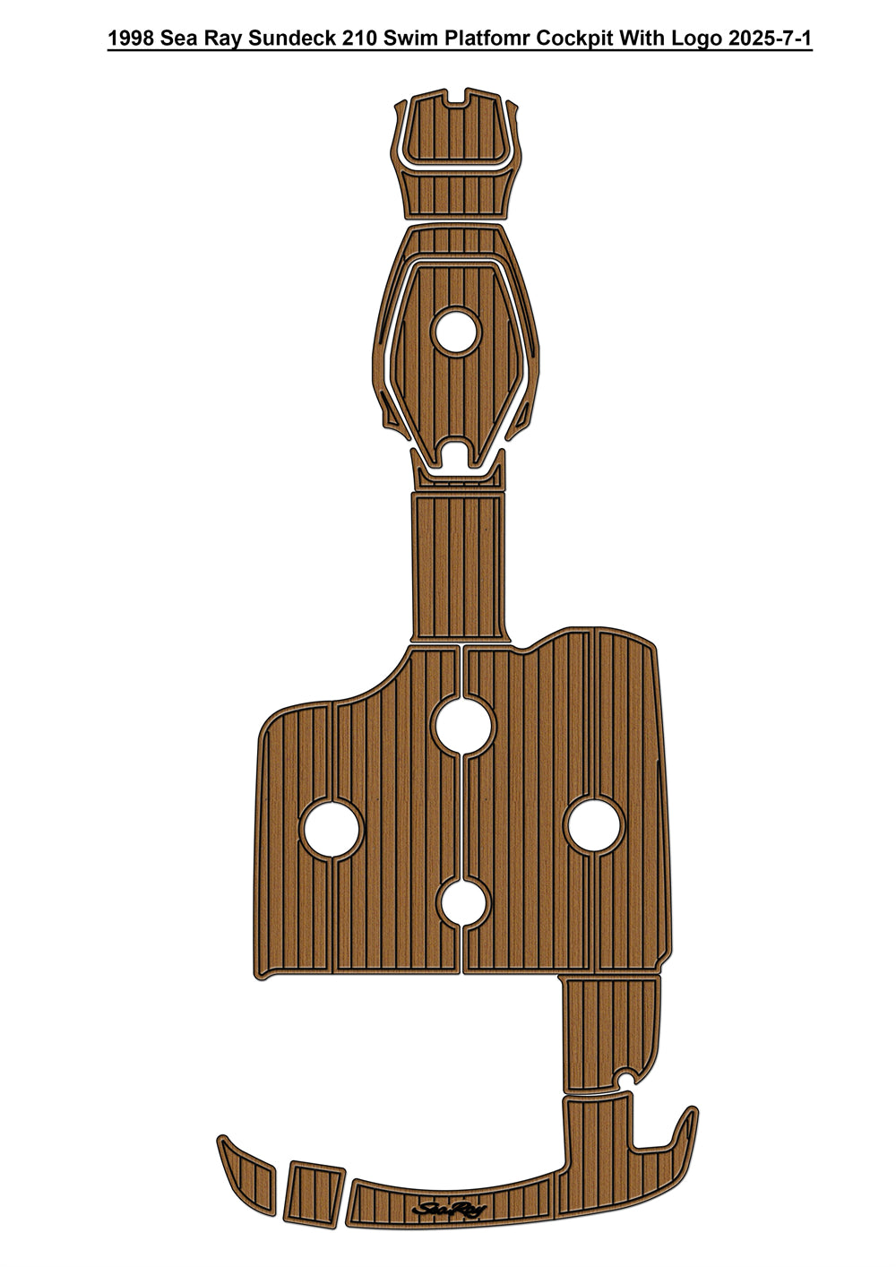 1998 Sea Ray Sundeck 210 Swim Platform Cockpit Pad Boat EVA Foam Faux Teak Deck Floor Mat SeaDek MarineMat Gatorstep Style Self Adhesive