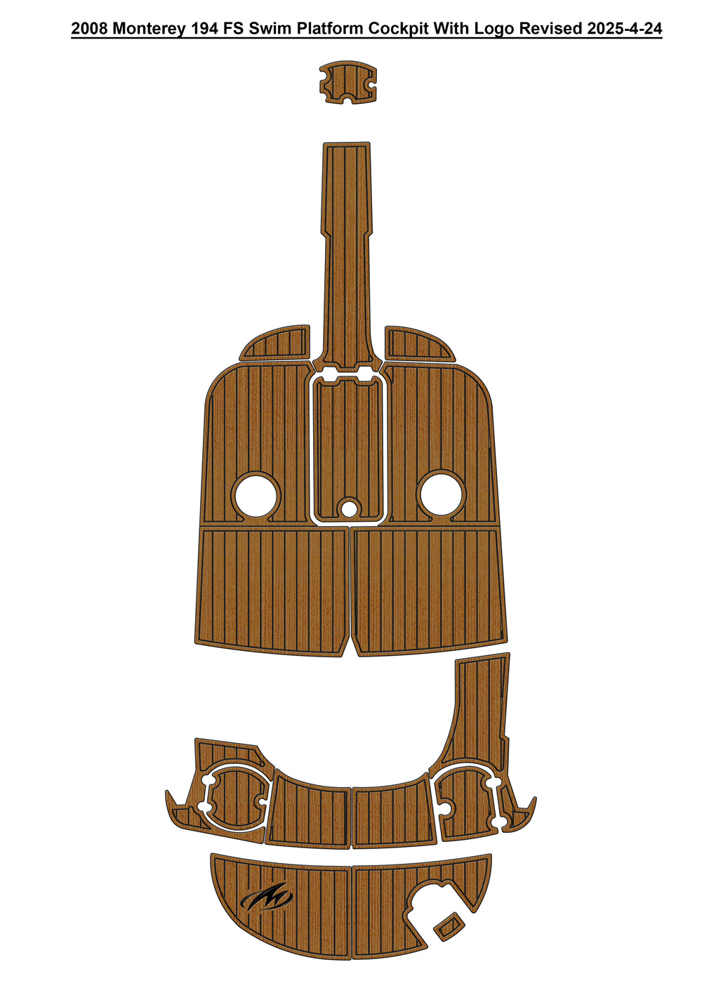 2008 Monterey 194 FS Swim Platform Cockpit Pad Boat EVA Foam Faux Teak Deck Floor Mat SeaDek MarineMat Gatorstep Style Adhesive