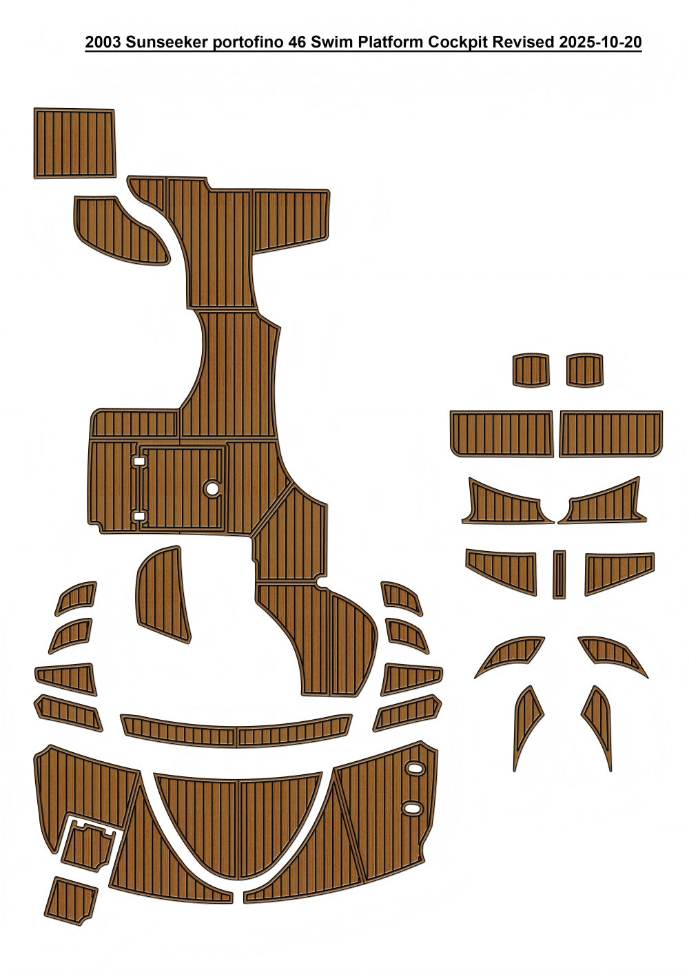 2003 Sunseeker Portofino 46 Swim Platform Cockpit Pad Boat EVA Foam Teak Deck Flooring Mat SeaDek MarineMat Gatorstep Style