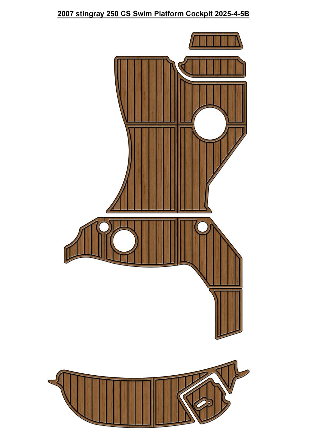 2007 Stingray 250 CS Swim Platform Cockpit Boat EVA Foam Faux Teak Deck Floor Mat Seadek MarineMat Style Self Adhesive