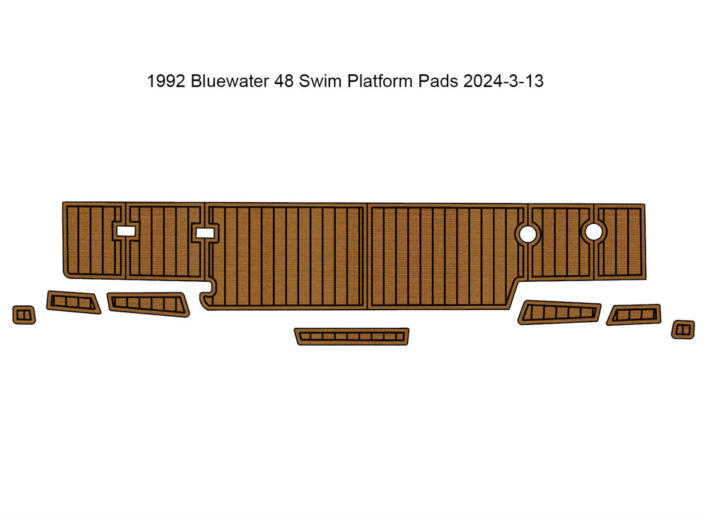 1992 Bluewater 48 Swim Platform Pad Boat EVA Foam Faux Teak Deck Flooring Mat Seadek MarineMat Gatorstep Style Self Adhesive