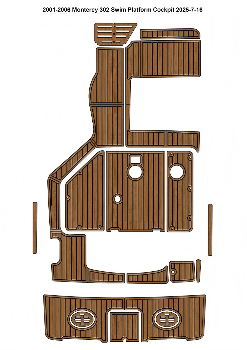 2001-2006 Monterey 302 Swim Platform Cockpit Pad Boat EVA Faux Teak Deck Floor Seadek MarineMat Gatorstep Style Self Adhesive