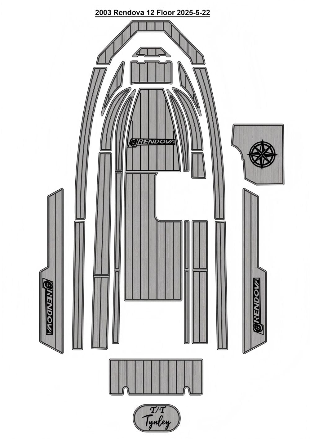 2003 Rendova 12 Floor Pad Boat EVA Foam Faux Teak Deck Floor Mat SeaDek MarineMat Gatorstep Style Self Adhesive