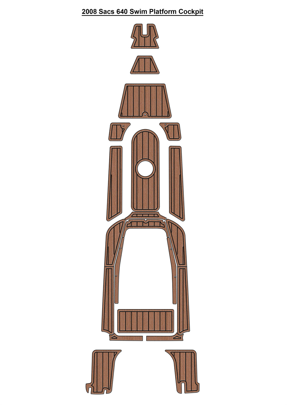 2008 Sacs 640 Swim Platform Cockpit Boat EVA Foam Faux Teak Deck Floor Mat Seadek MarineMat Gatorstep Style Self Adhesive