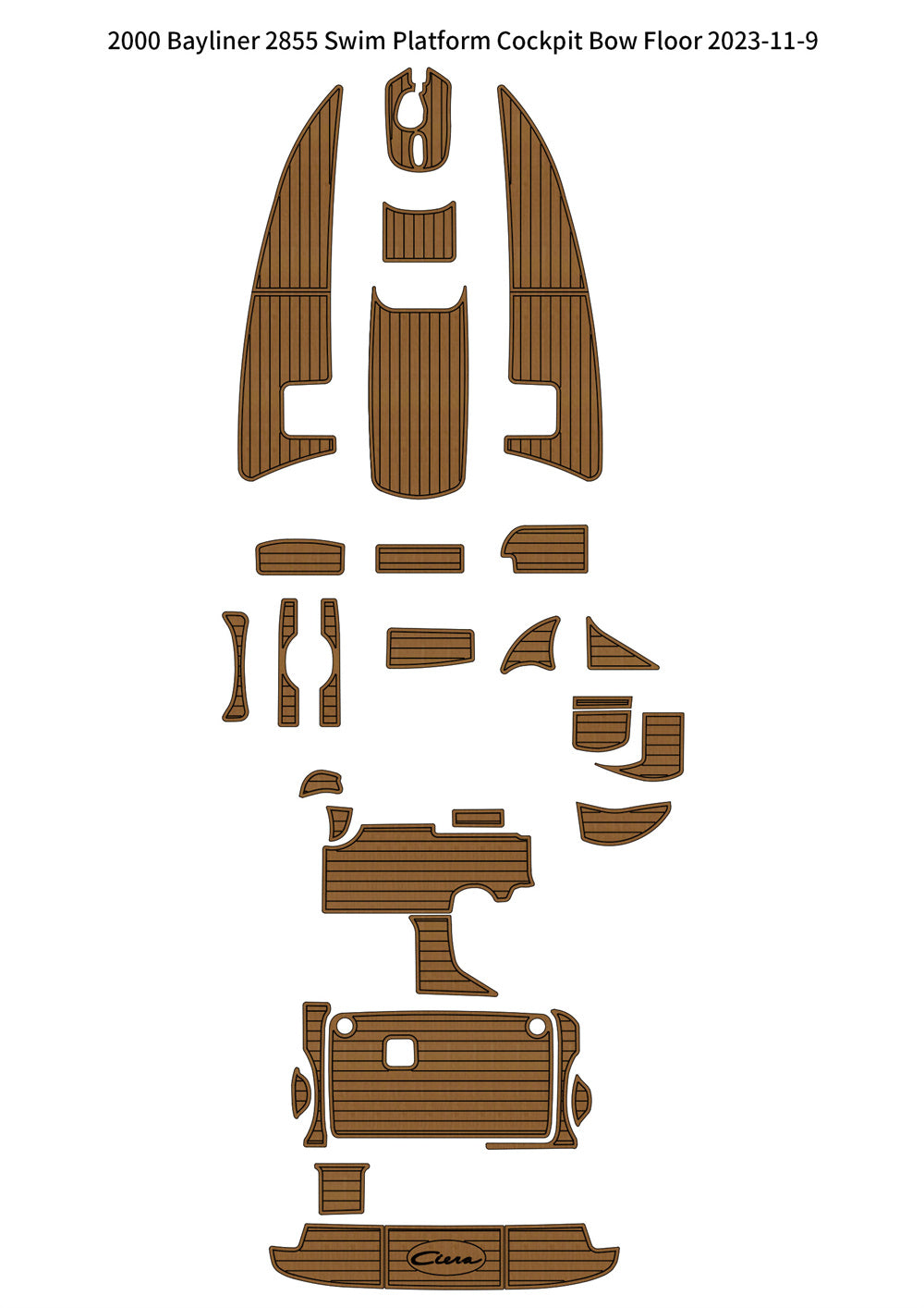 2000 Bayliner 2855 Swim Platform Cockpit Bow Pad Boat EVA Teak Floor Mat Floor