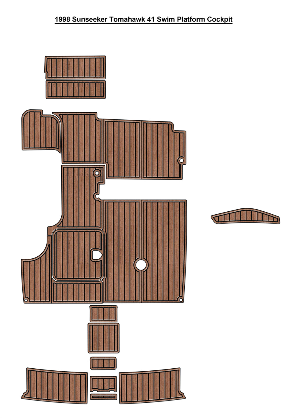 1998 Sunseeker Tomahawk 41 Swim Platform Cockpit Boat EVA Foam Faux Teak Deck Floor Mat Seadek MarineMat Gatorstep Style Self Adhesive