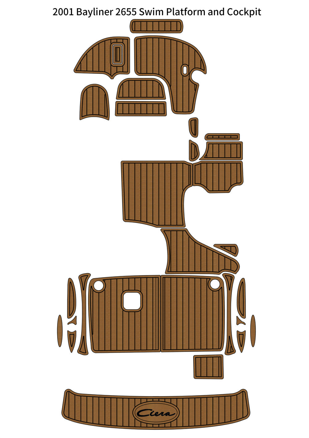 2001 Bayliner 2655 Swim Platform Cockpit Pad Boat EVA Foam Faux Teak Floor Mat SeaDek MarineMat Gatorstep Style Self Adhesive