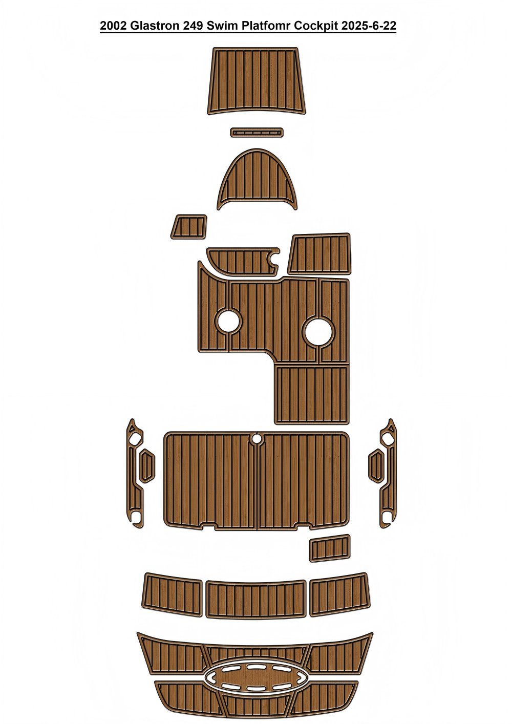 2002 Glastron 249 Swim Platform Cockpit Pad Boat EVA Foam Faux Teak Deck Floor Mat SeaDek Gatorstep Style Self Adhesive