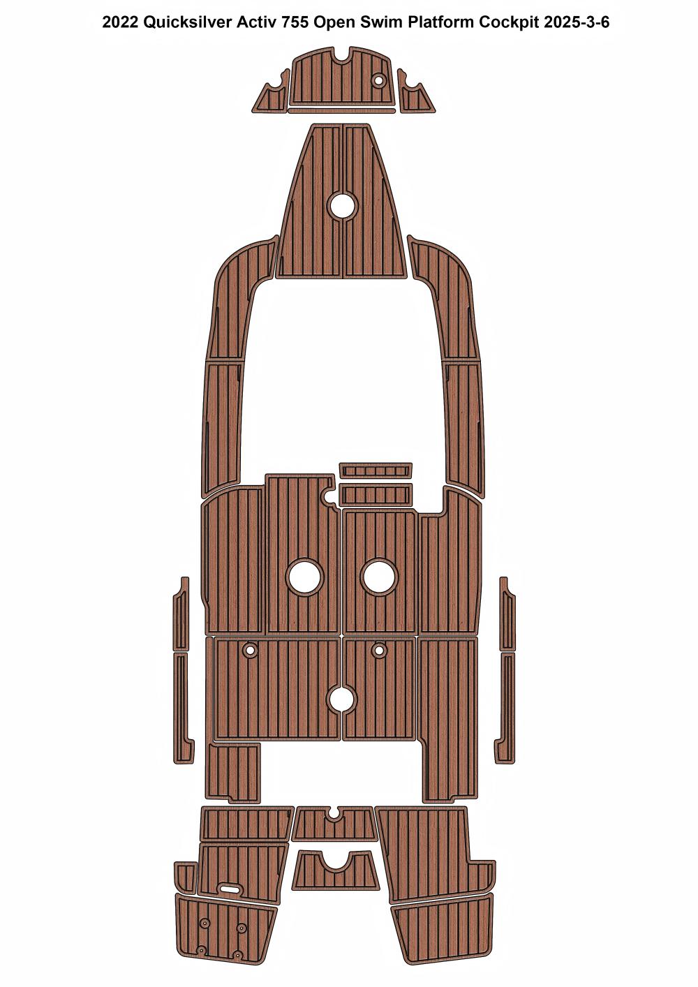 2022 Quicksilver Activ 755 Open Swim Platform Cockpit Boat EVA Foam Faux Teak Deck Floor Mat Seadek MarineMat Style Self Adhesive