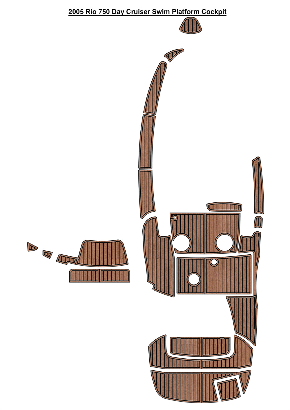 2005 Rio 750 Day Cruiser Swim Platform Cockpit Boat EVA Foam Faux Teak Deck Floor Mat Seadek MarineMat Gatorstep Style Self Adhesive