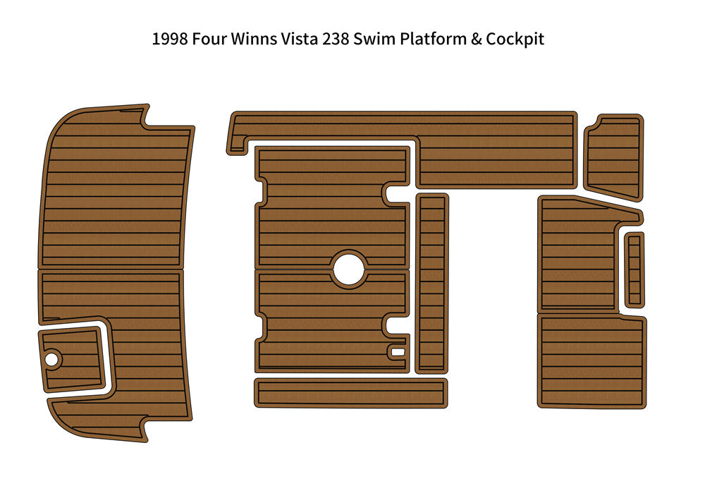 1998 Four Winns 238 Vista Swim Platform Cockpit Boat EVA Foam Teak Floor Pad Mat