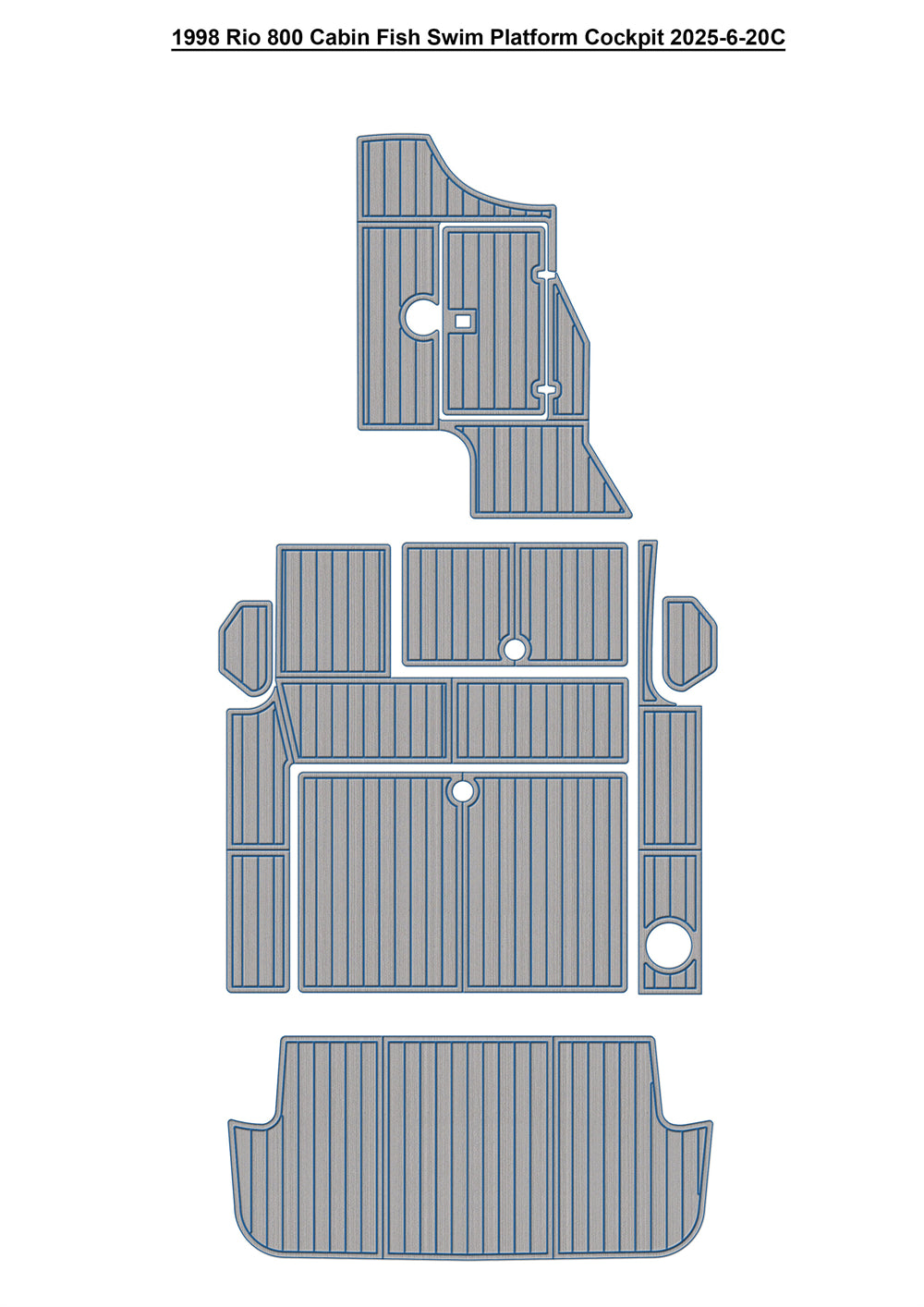 1998 Rio 800 Cabin Fish Swim Platform Cockpit Cabin Boat EVA Foam Faux Teak Deck Floor Mat Seadek MarineMat Gatorstep Style Self Adhesive