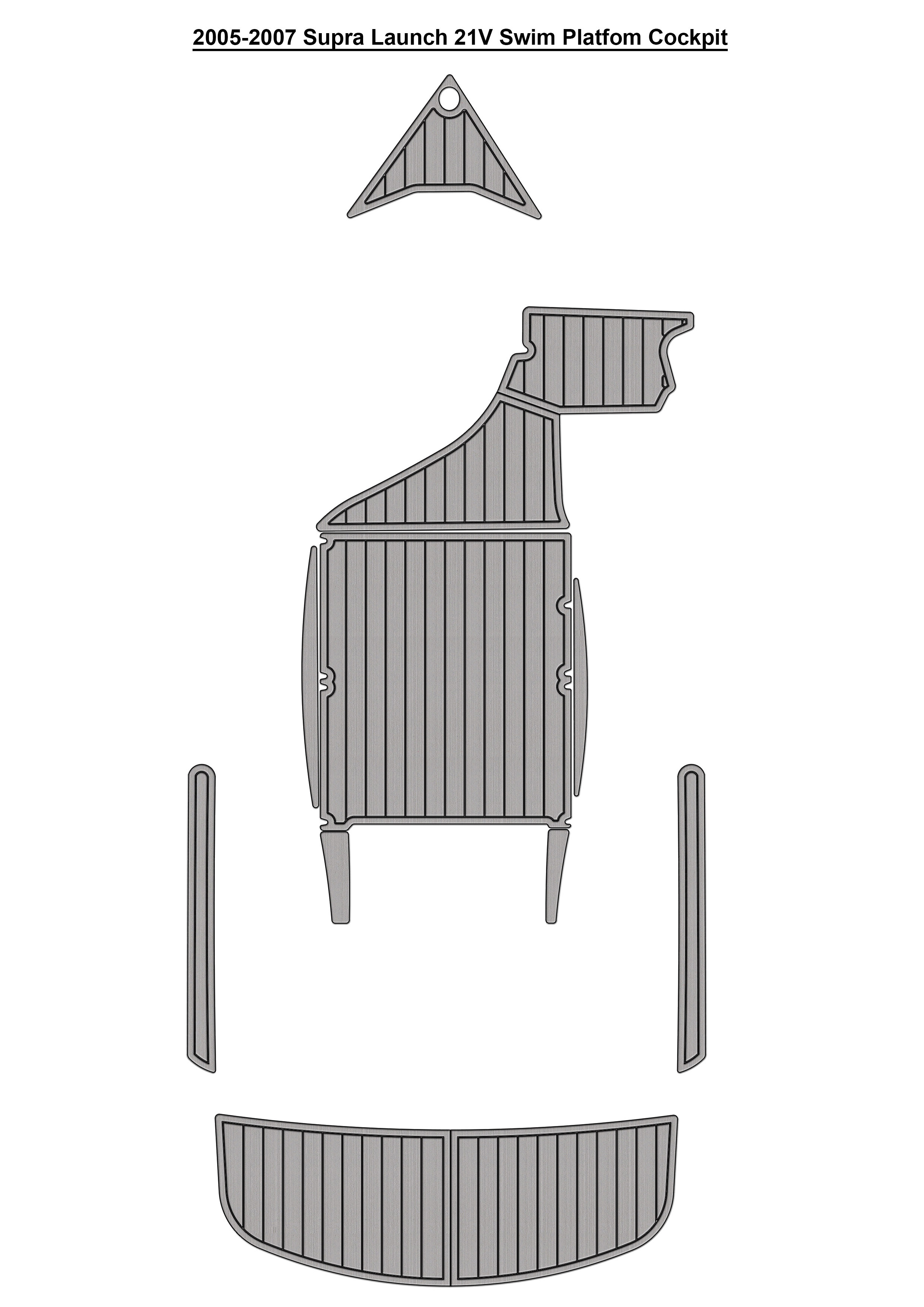 2005-2007 Supra Launch 21V Swim Platform Cockpit Pad Boat EVA Foam Teak Deck Flooring Self Adhesive