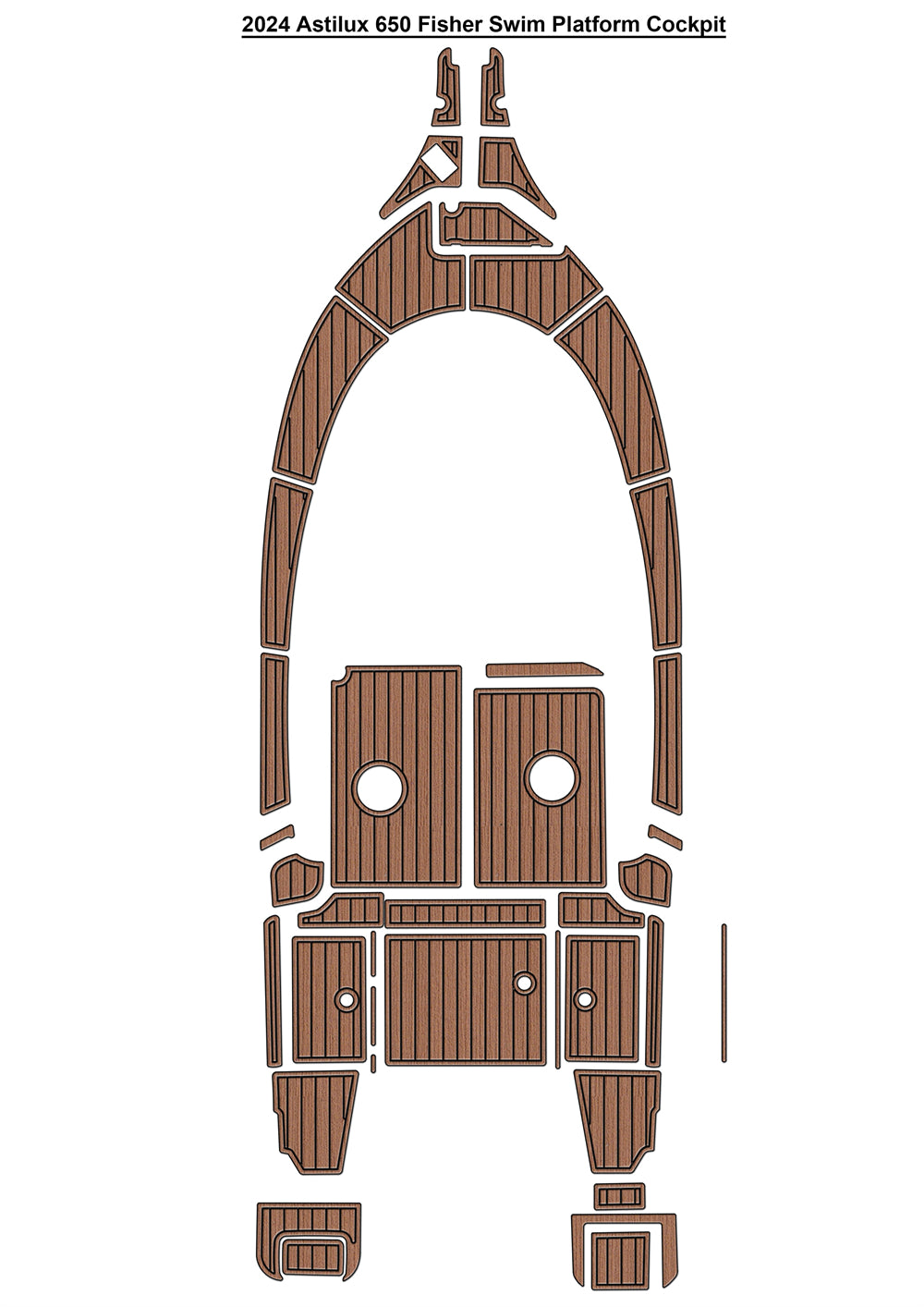 2024 Astilux 650 Fisher Swim Platform Cockpit Boat EVA Foam Faux Teak Deck Floor Mat Seadek MarineMat Gatorstep Style Self Adhesive