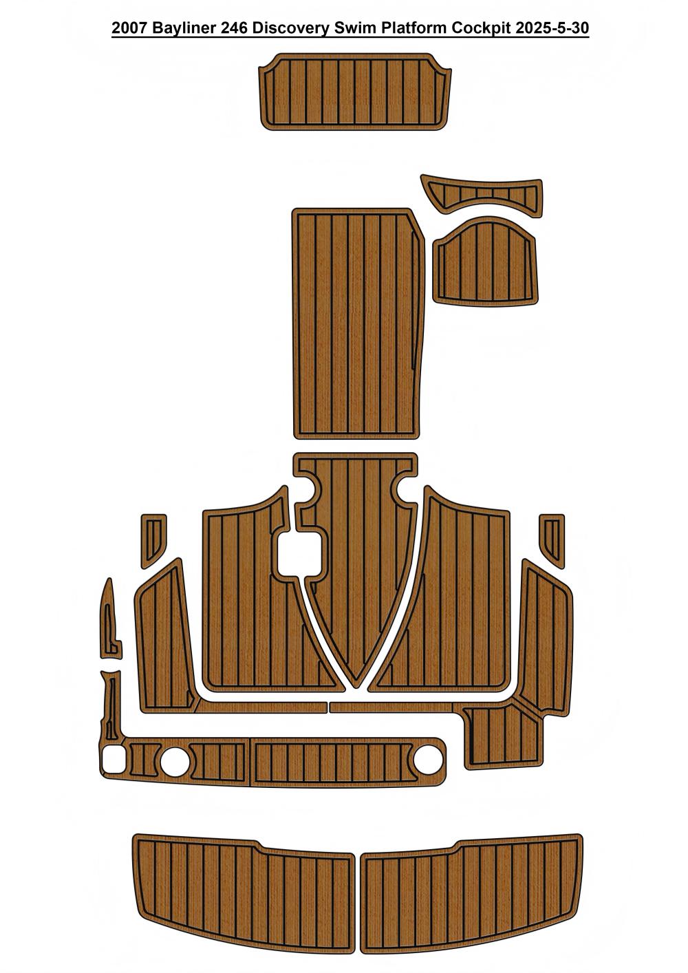 2007 Bayliner 246 Discovery Swim Platform Cockpit Boat Pad EVA Foam Faux Teak Deck Floor Mat Seadek MarineMat Gatorstep Style Self Adhesive