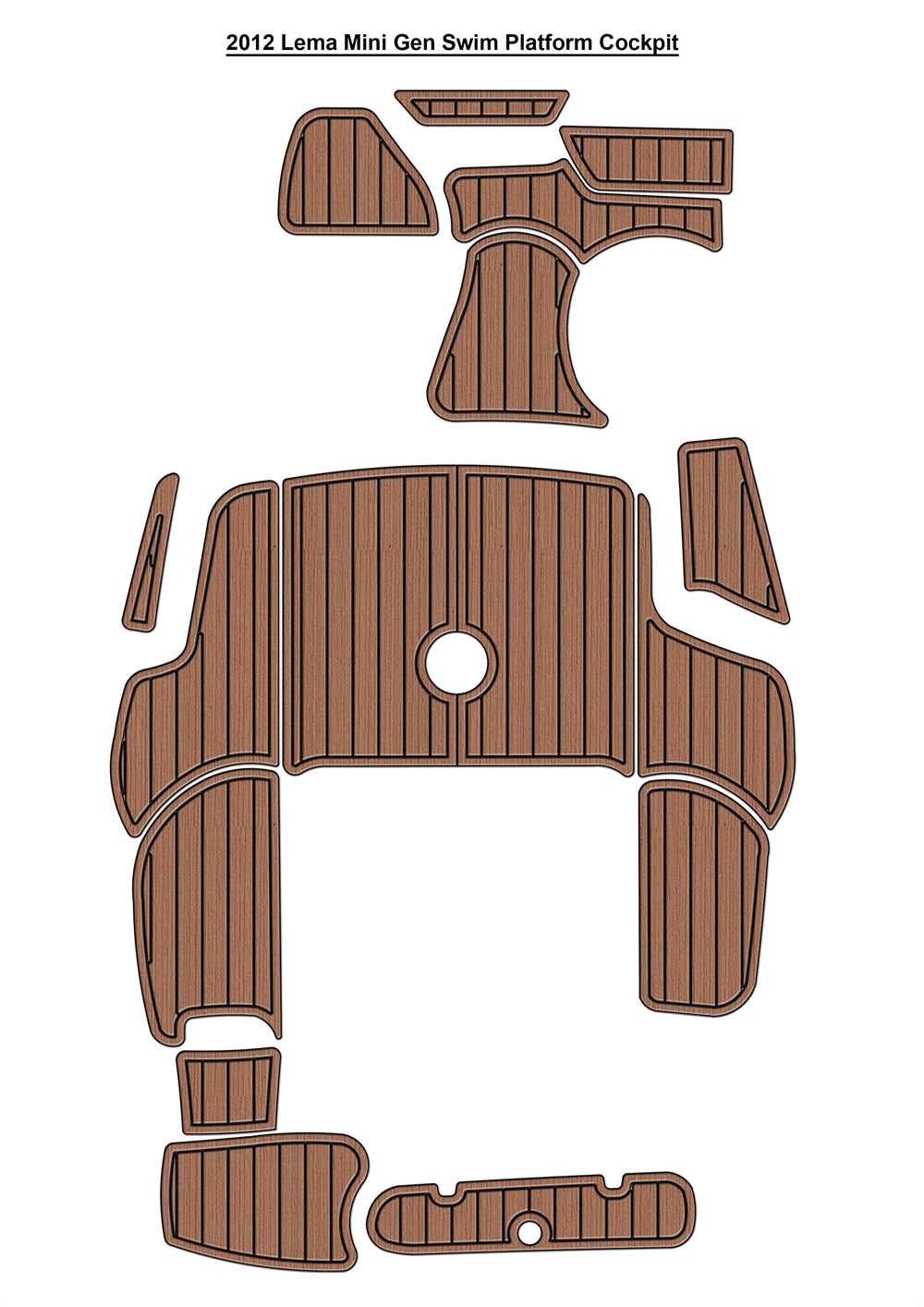 2012 Lema Mini Gen Swim Platform Cockpit Boat EVA Foam Faux Teak Deck Floor Mat Seadek MarineMat Gatorstep Style Self Adhesive