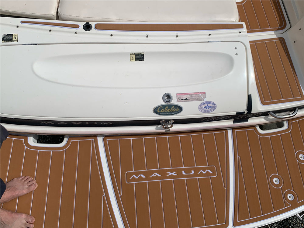2008 Maxum 1900 SR3 Swim Platform Cockpit Boat EVA Faux Teak Floor Mat Seadek MarineMat Gatorstep Style Self Adhesive