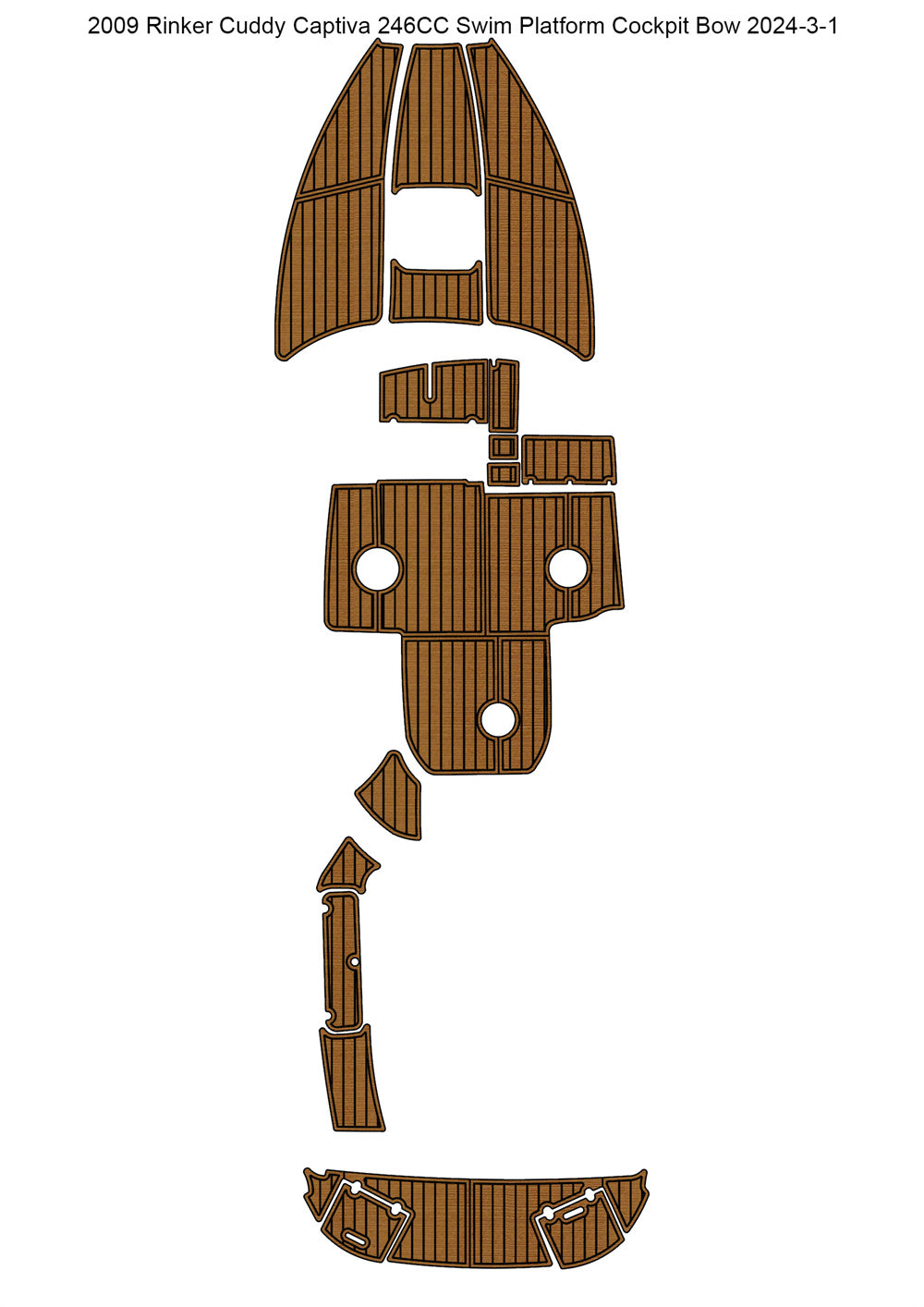 2009 Rinker Cuddy Captiva 246CC Swim Platform Cockpit Bow Pad Boat EVA Foam Faux Teak Floor Mat SeaDek Marine Mat Gatorstep