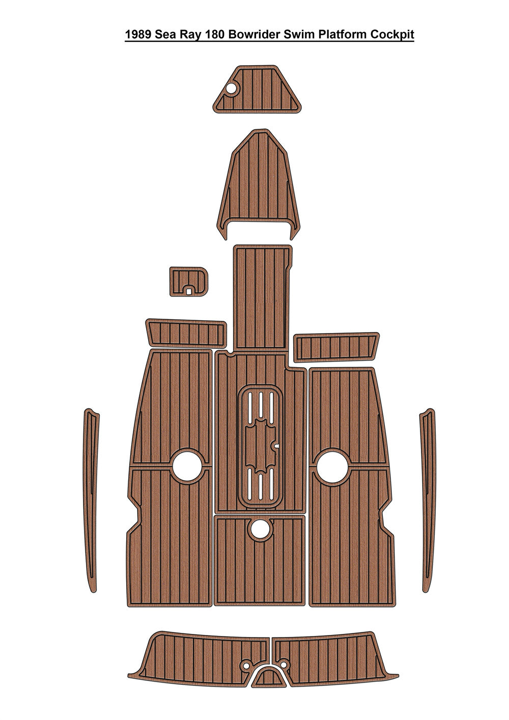 1989 Sea Ray 180 Bowrider Swim Platform Cockpit Pad Boat EVA Teak Floor Mat SeaDek MarineMat Gatorstep Style Self Adhesive