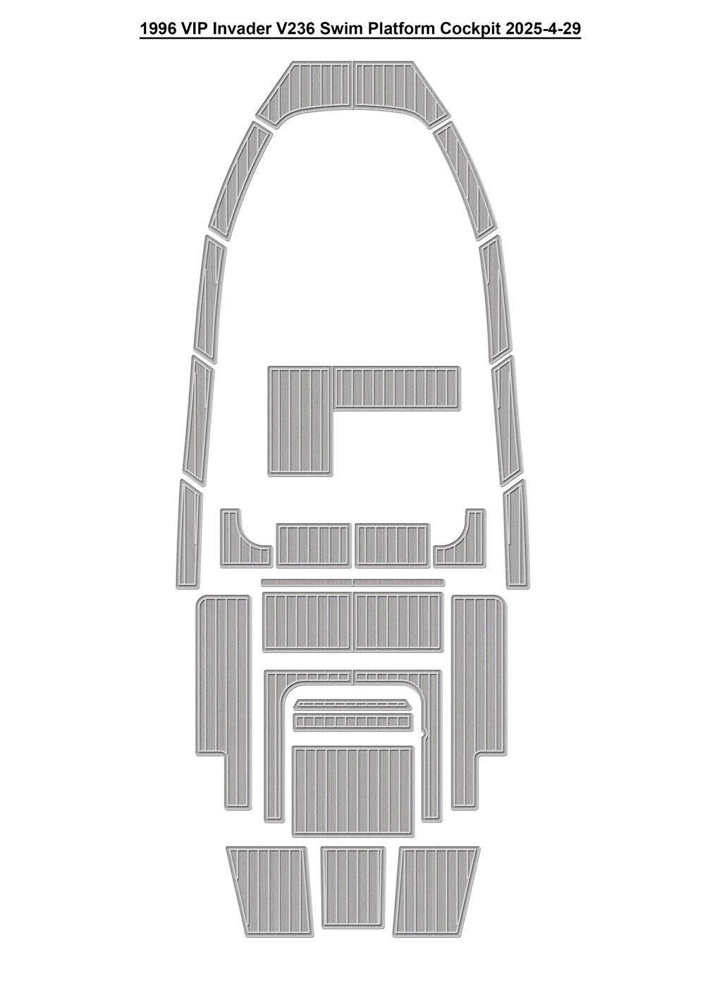 1996 VIP Invader V236 Swim Platform Cockpit Boat EVA Foam Faux Teak Deck Floor Mat Seadek MarineMat Style Self Adhesive