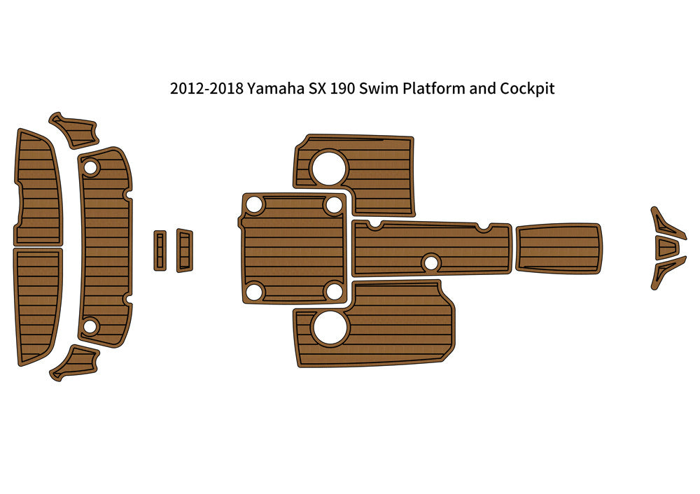 2012-2018 Yamaha SX 190 Swim Platform Cockpit PadBoat EVA Foam Faux Teak Deck Floor Mat SeaDek MarineMat Gatorstep Style Self Adhesive