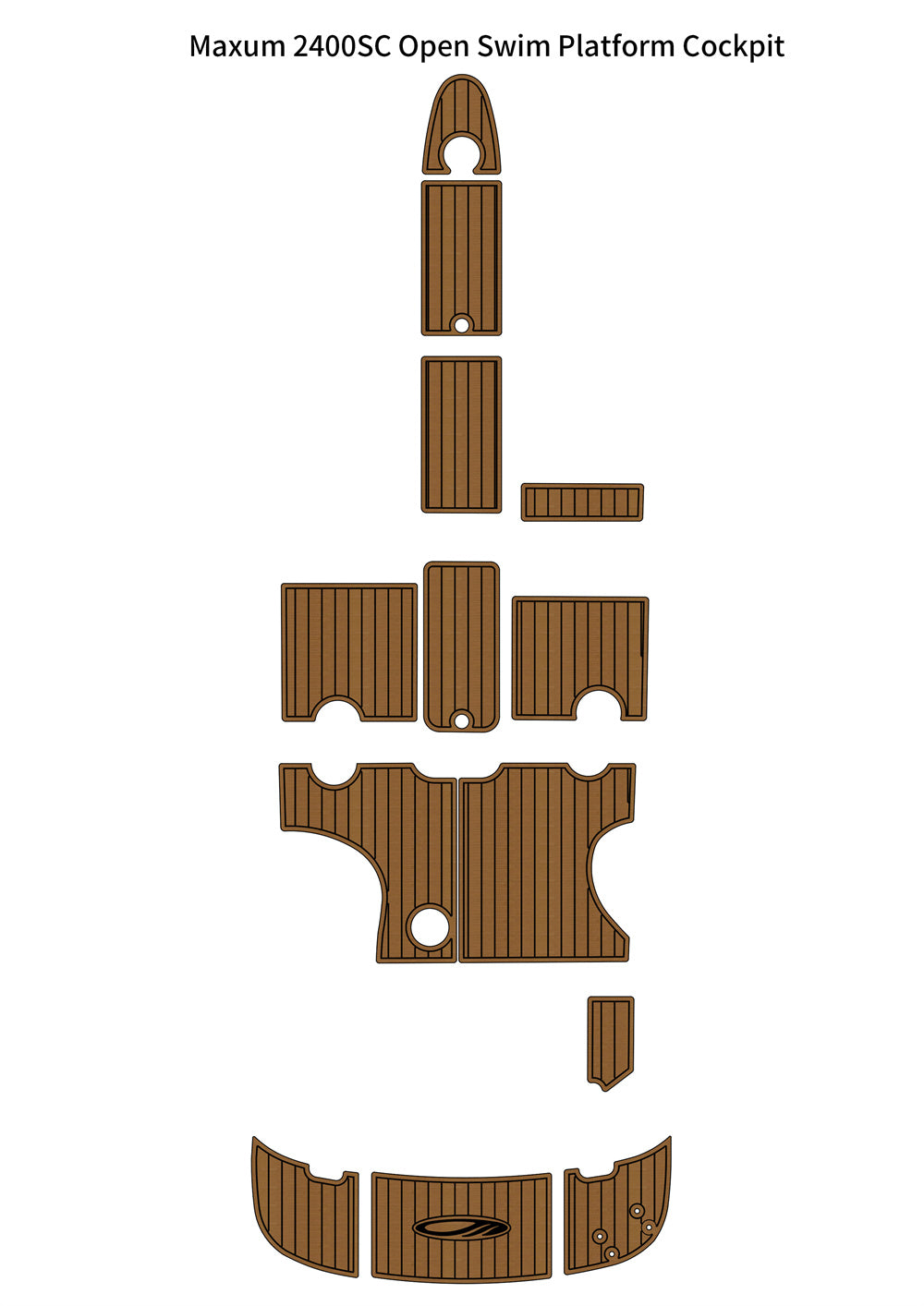 2008 Maxum 2400 SR3 Open Bow Swim Platform Cockpit Boat EVA Teak Deck Floor Pad