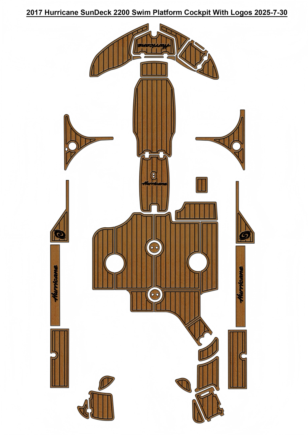 2017 Hurricane SunDeck 2200 Swim Platform Cockpit Boat EVA Foam Teak Deck Floor Pad Mat SeaDek Gatorstep Style Self Adhesive