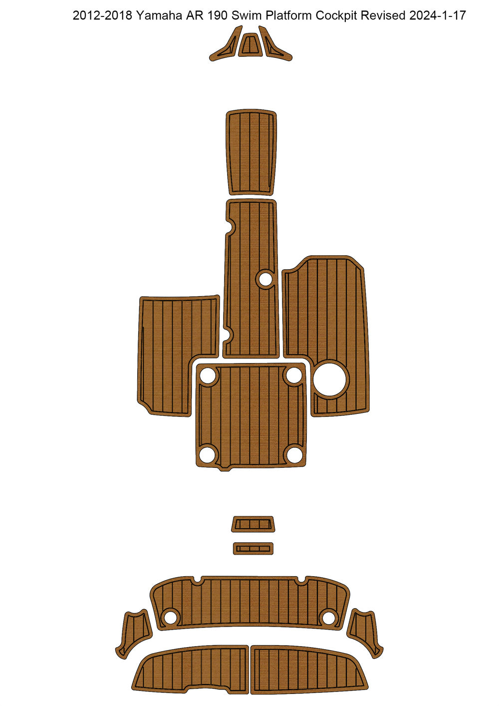 2012-2018 Yamaha AR 190 Swim Platform Cockpit Boat EVA Faux Teak Deck Floor Pad SeaDek MarineMat Style Self Adhesive