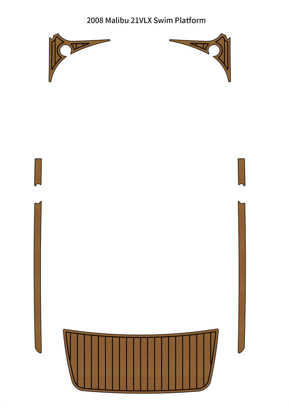 2008 Malibu 21 VLX Swim Platform Step Pad Boat EVA Foam Faux Teak Deck Floor Mat