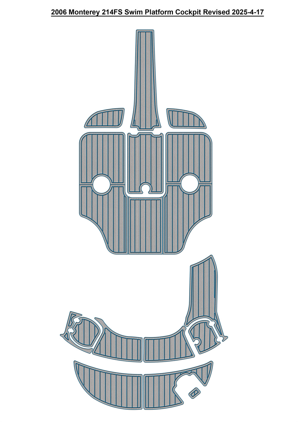 2006 Monterey 214FS Swim Platform Cockpit Boat EVA Foam Faux Teak Deck Floor Mat Flooring SeaDek MarineMat Gatorstep Style Self Adhesive