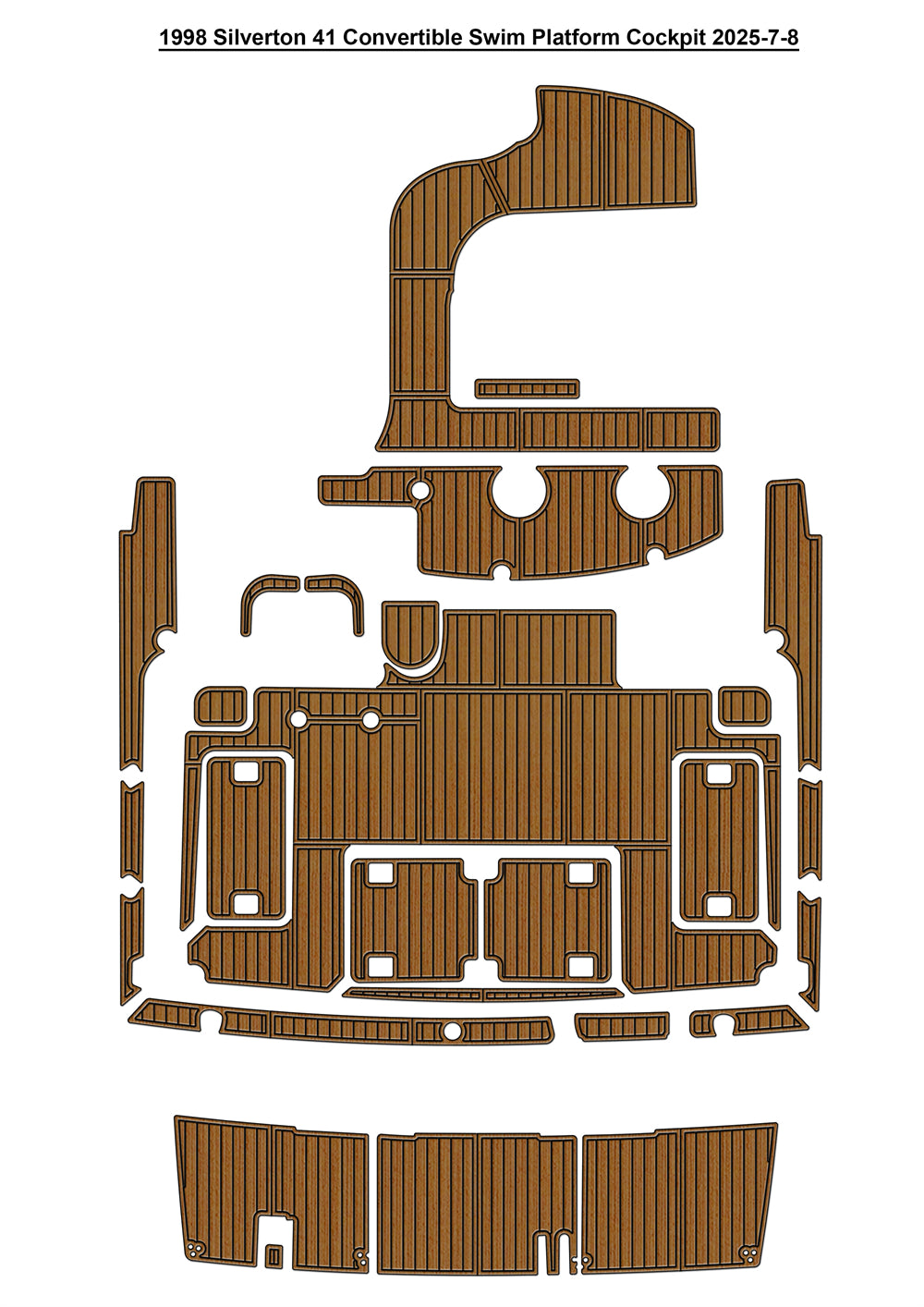 1998 Silverton 41 Convertible Swim Platform Cockpit Cabin Boat EVA Foam Faux Teak Deck Floor Mat Seadek MarineMat Gatorstep Style Self Adhesive