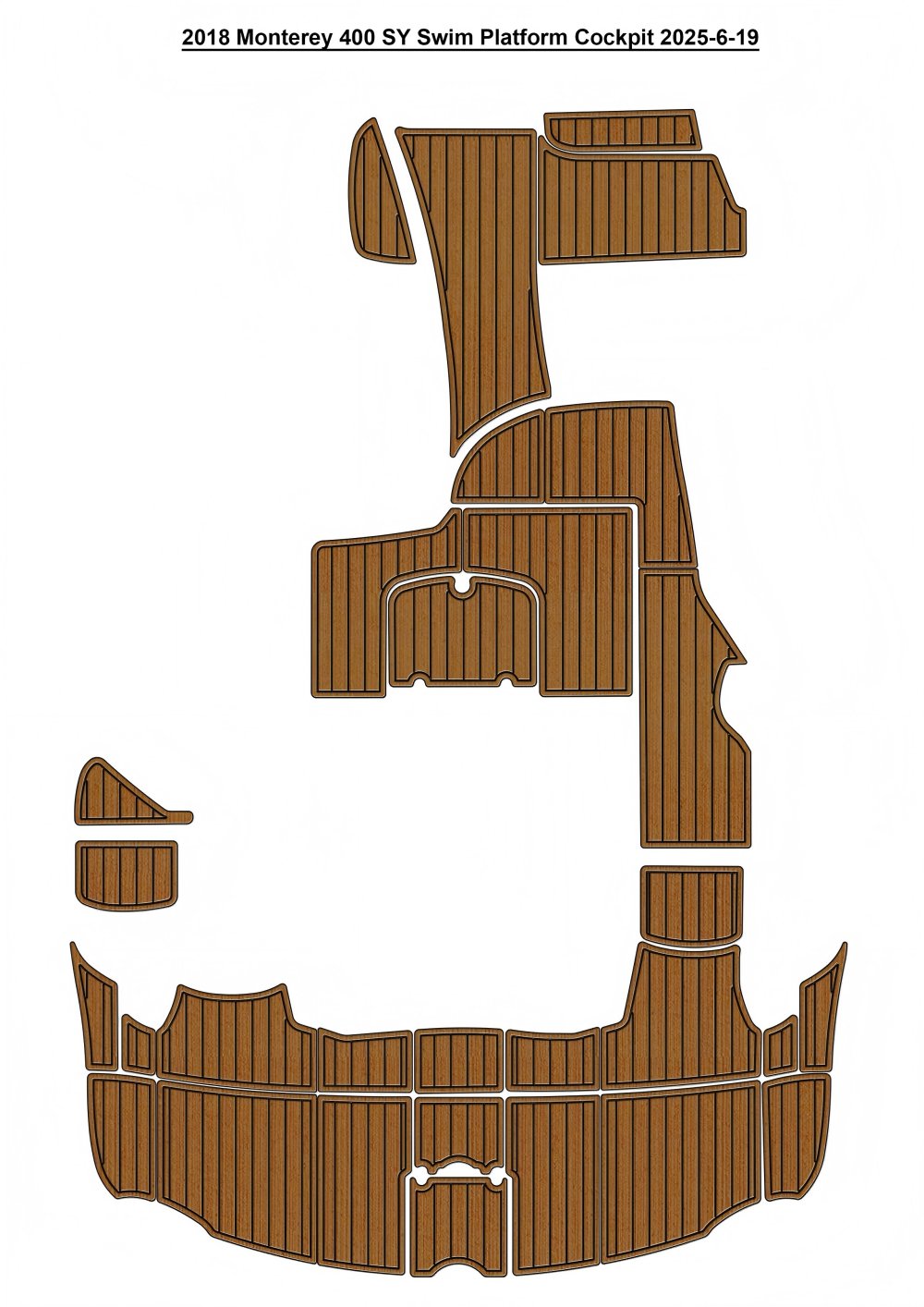 2018 Monterey 400 SY Swim Platfrom Cockpi Pad Boat EVA Foam Faux Teak Deck Floor Seadek MarineMat Gatorstep Style Self Adhesive