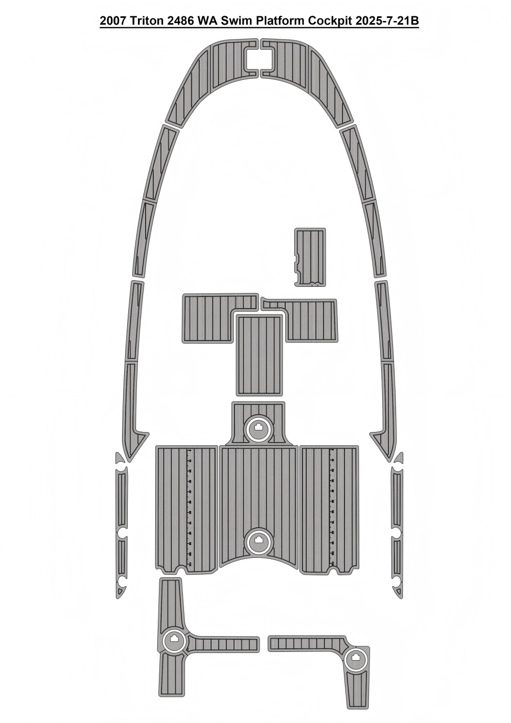 2007 Triton 2486 WA Swim Platform Cockpit Pad Boat EVA Foam Teak Deck Floor SeaDek MarineMat Gatorstep Style Self Adhesive