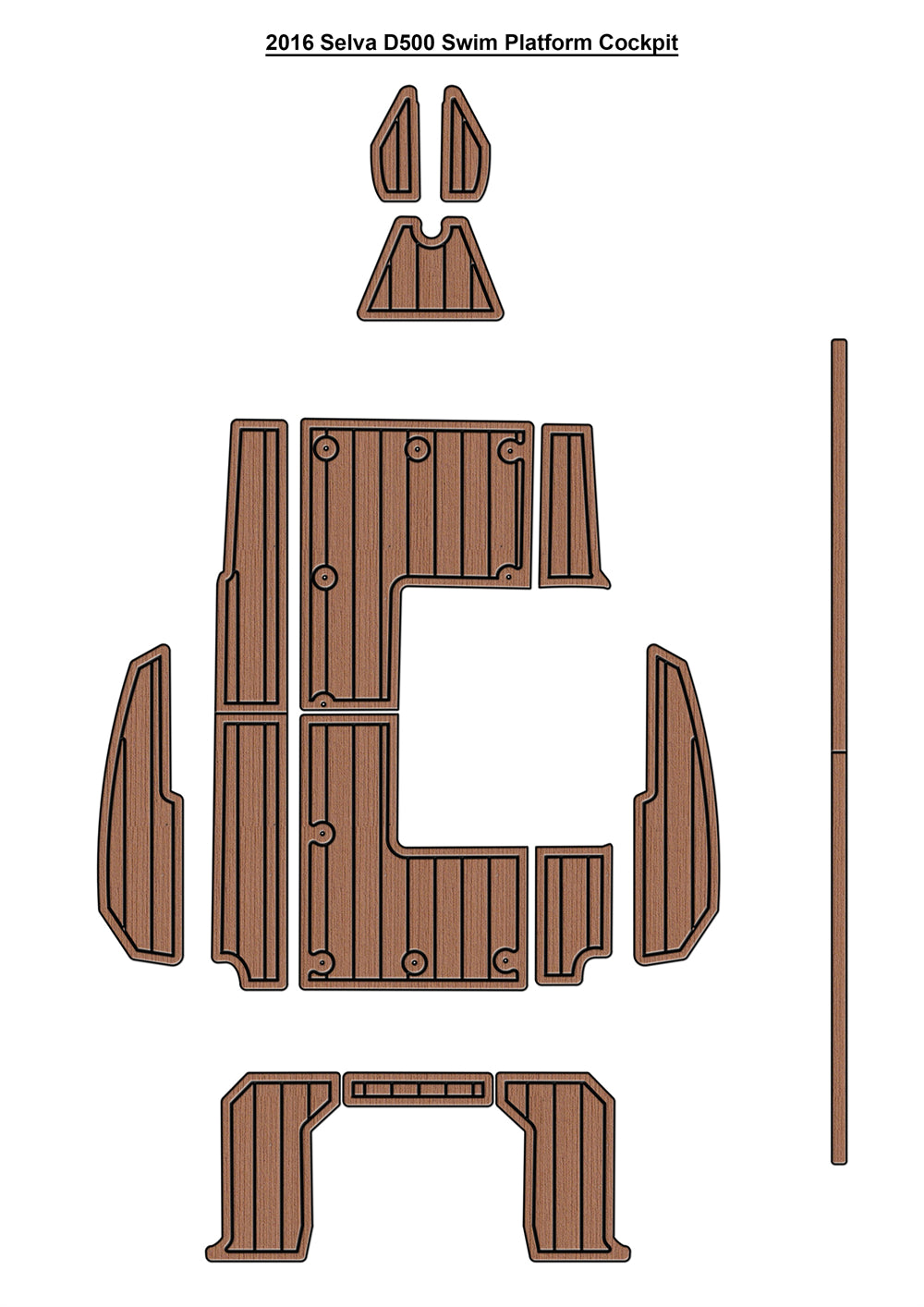 2016 Selva D500 Swim Platform Cockpit Boat EVA Foam Faux Teak Deck Floor Mat Seadek MarineMat Gatorstep Style Self Adhesive