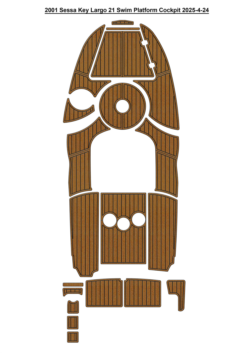 2001 Sessa Key Largo 21 Swim Platform Cockpit Boat EVA Foam Faux Teak Deck Floor Mat Seadek MarineMat Style Self Adhesive