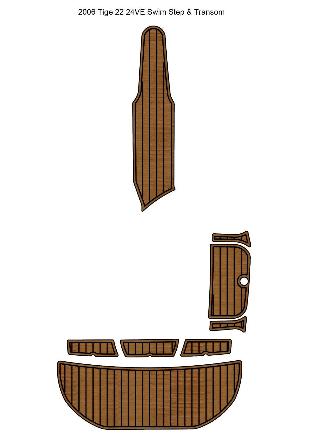 2006 Tige 22/24VE Swim Platform Transom Pad Boat EVA Teak Deck Floor Mat SeaDek MarineMat Gatorstep Style Self Adhesive