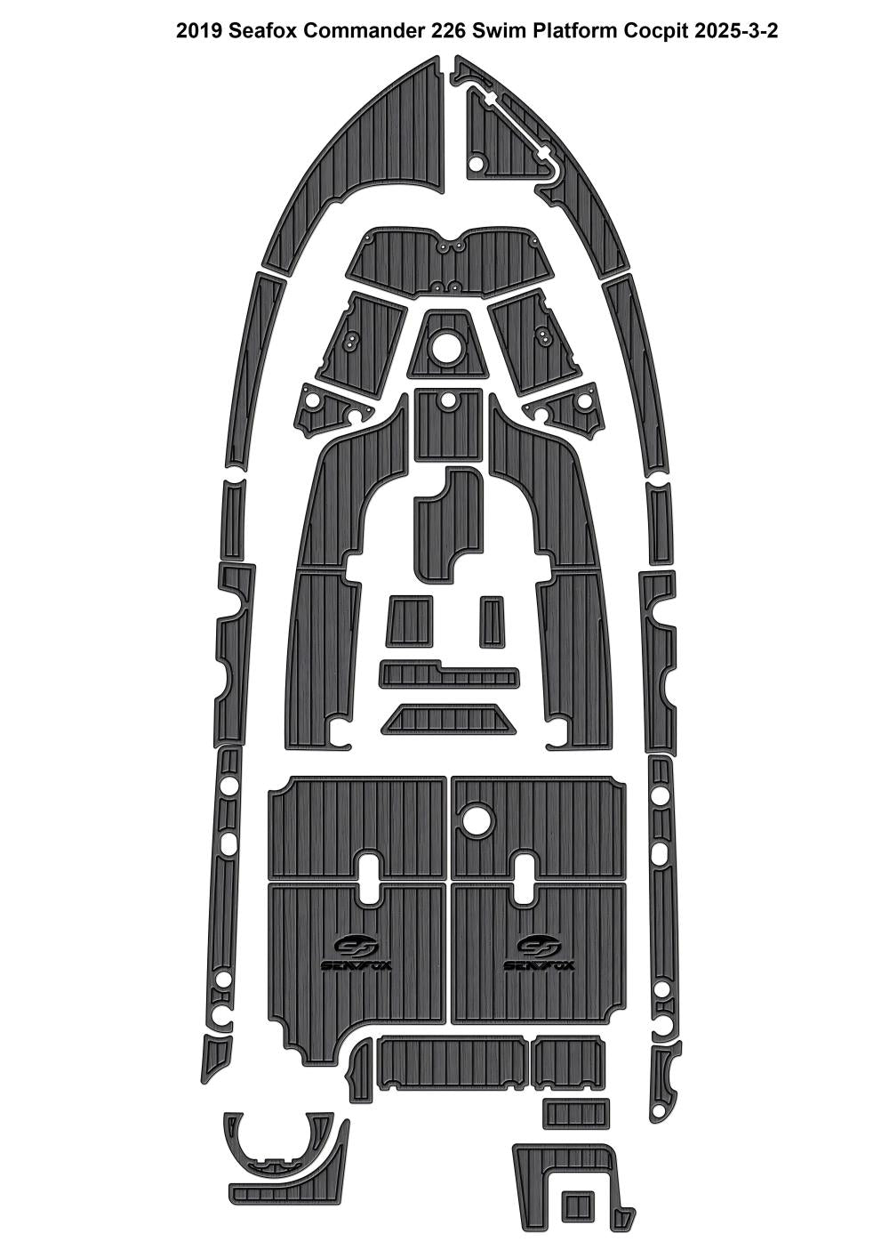 2019 Sea Fox Commander 226 Swim Platform Cockpit Pad Boat EVA Faom Fauex Teak Deck Floor Mat SeaDek MarineMat Style Self Adhesive