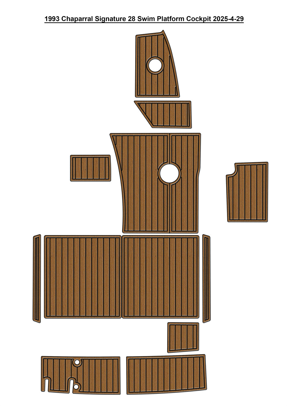 1993 Chaparral Signature 28 Boat Swim Platform Cockpit Boat EVA Foam Faux Teak Deck Floor Mat Seadek MarineMat Gatorstep Style Self Adhesive