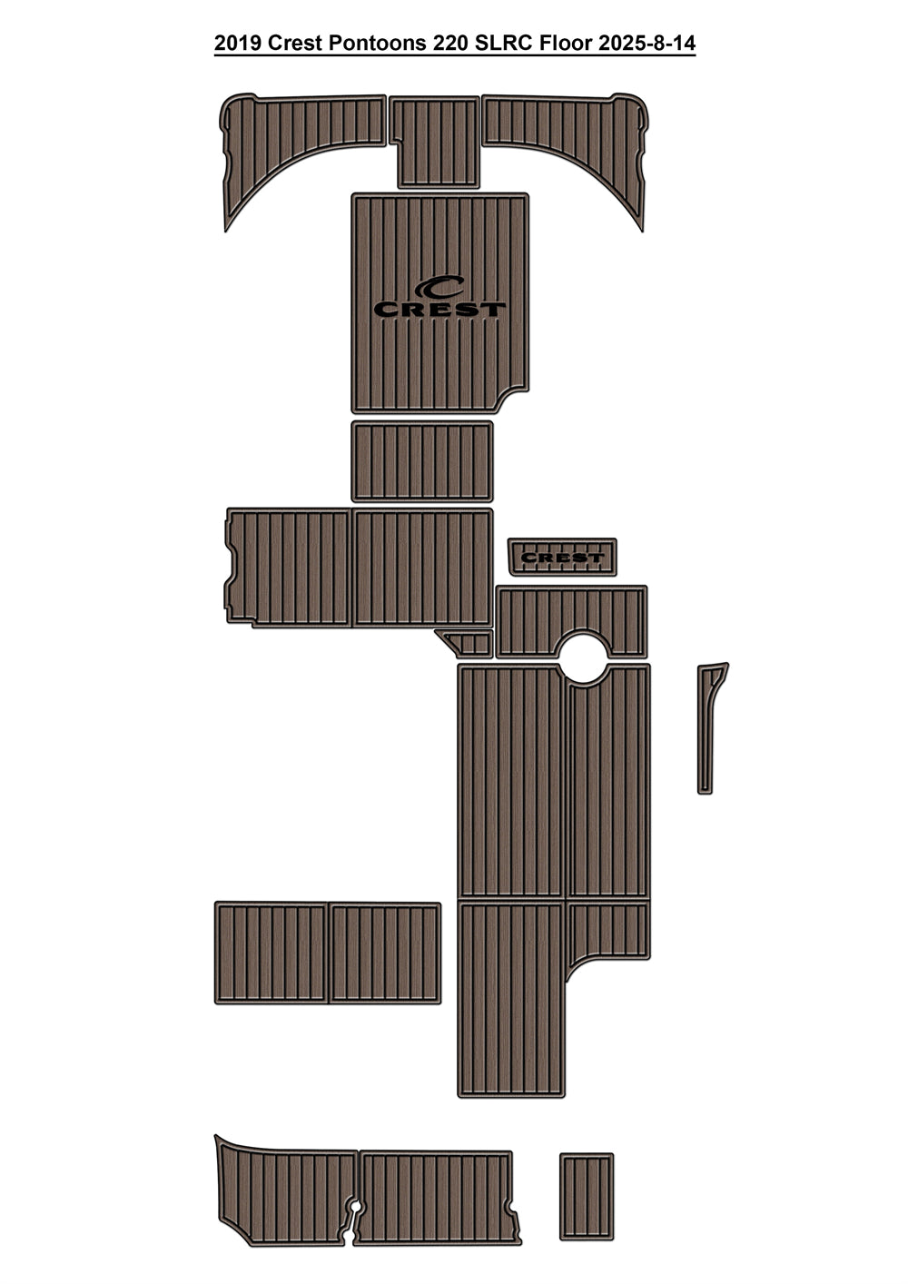 2019 Crest Pontoons 220 SLRC Swim Platform Cockpit Pad Boat EVA Foam Faux Teak Deck Floor Mat SeaDek MarineMat Gatorstep Style Adhesive