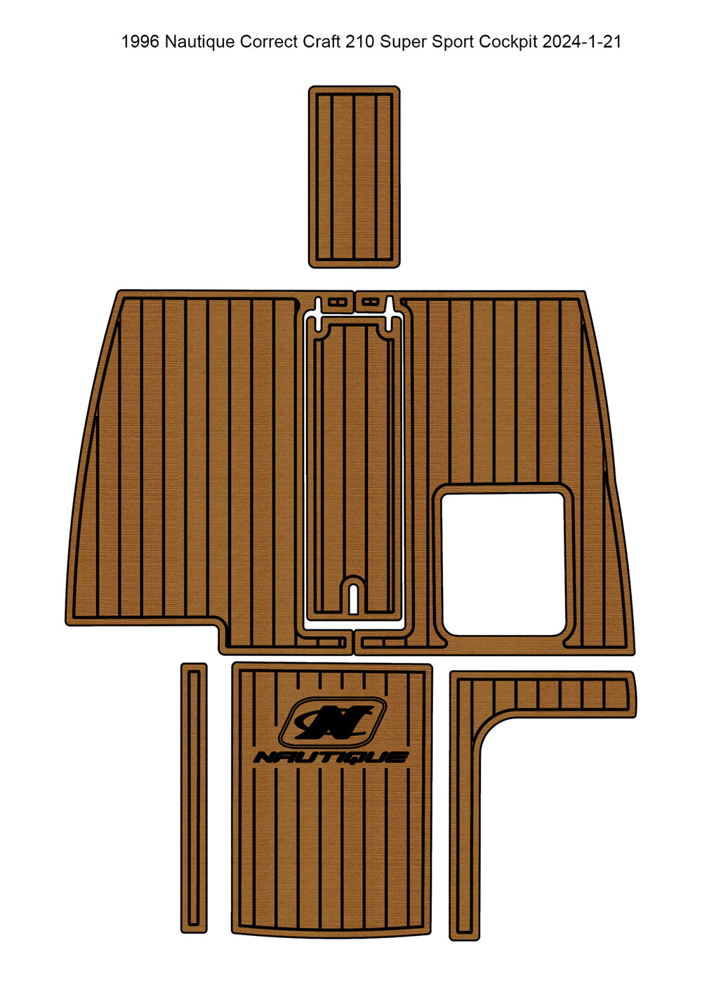 1996 Nautique Correct Craft 210 Super Sport Cockpit Pad Boat EVA Foam Teak Deck Floor Mat SeaDek MarineMat Style Self Adhesive