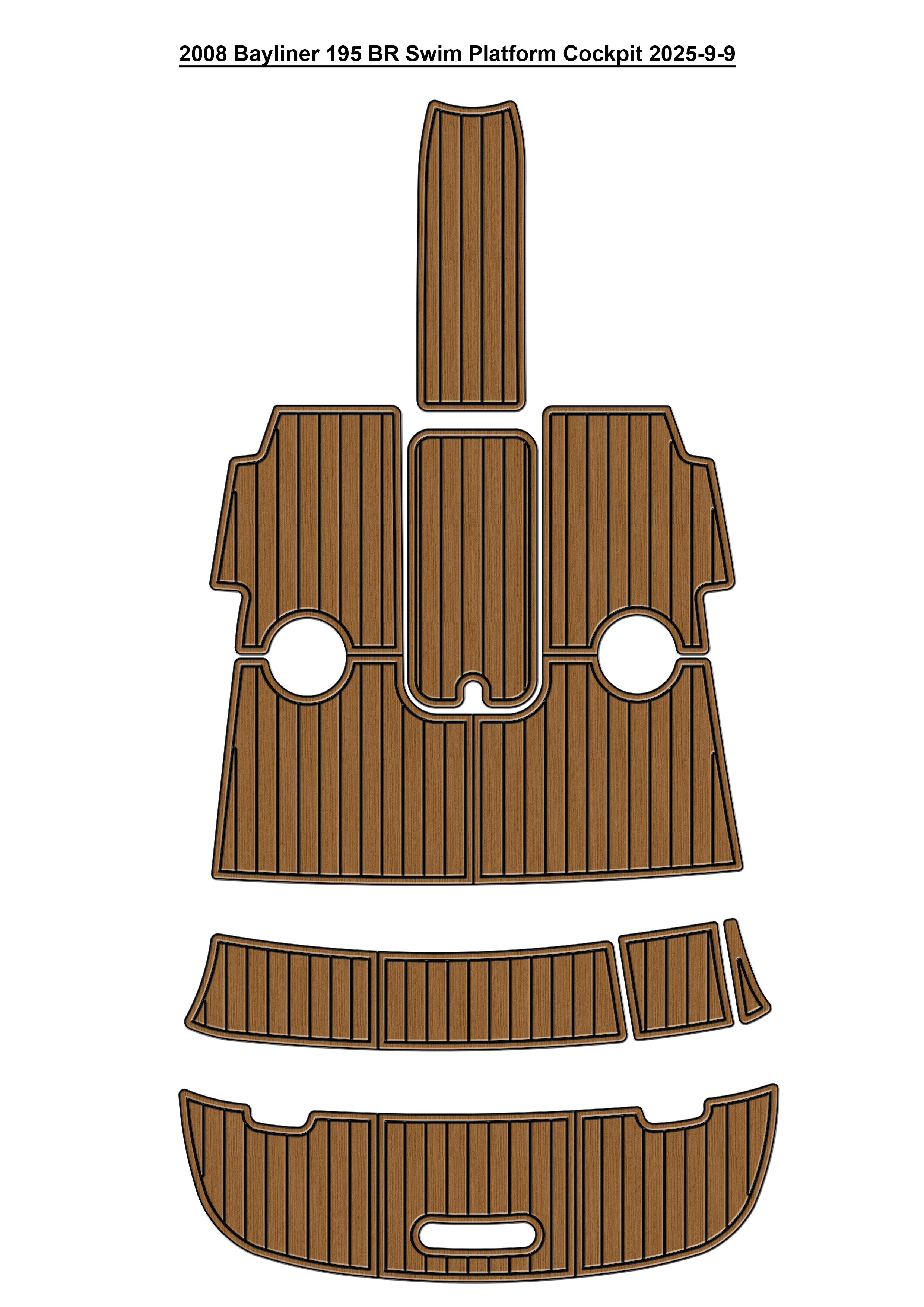 2008 Bayliner 195 BR Swim Platform Cockpit Pad Boat EVA Foam Fuax Teak Deck Floor Mat Seadek MarineMat Gatorstep Style Self Adhesive