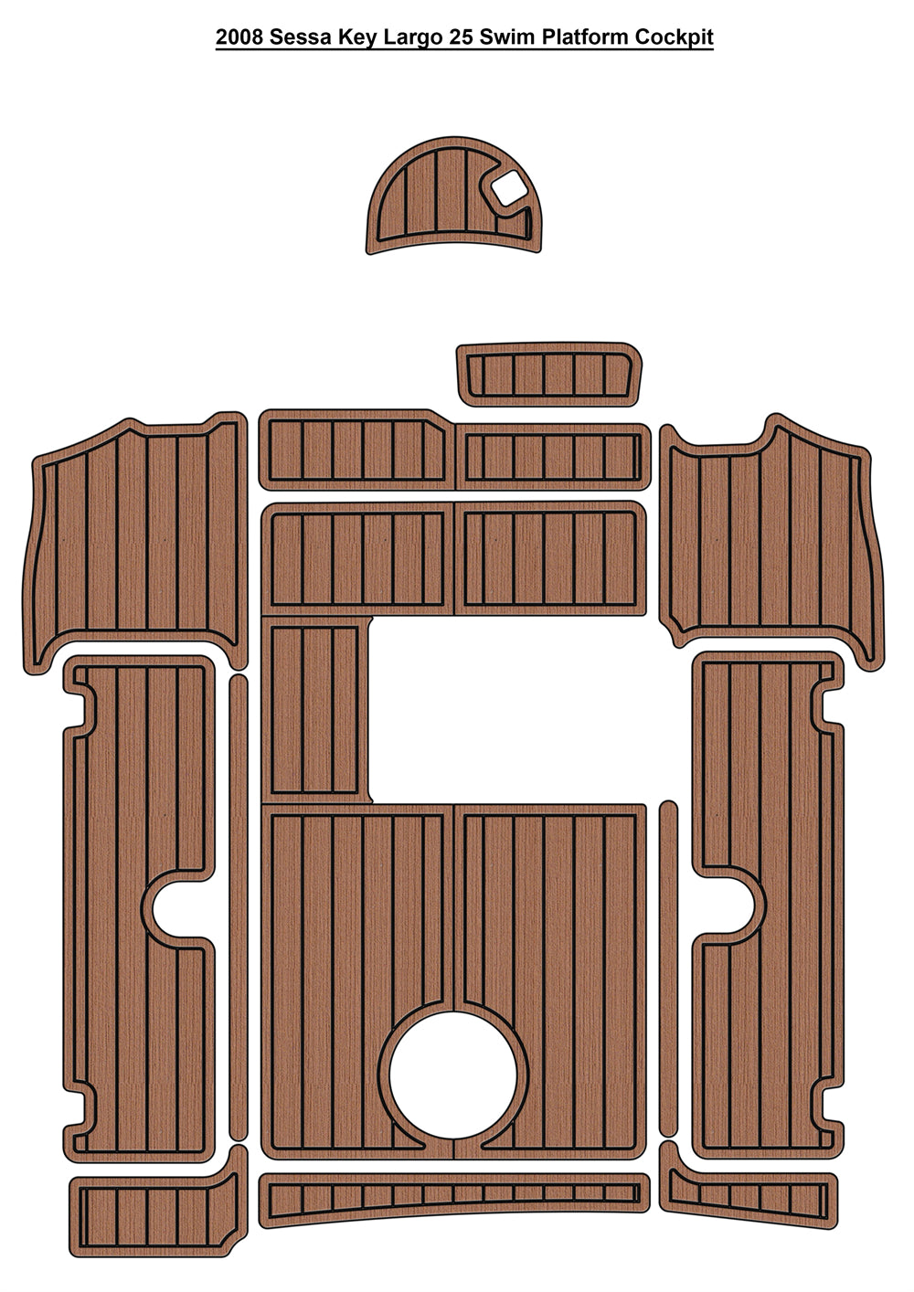 2008 Sessa Key Largo 25 Swim Platform Cockpit Boat EVA Foam Faux Teak Deck Floor Mat Seadek MarineMat Gatorstep Style Self Adhesive