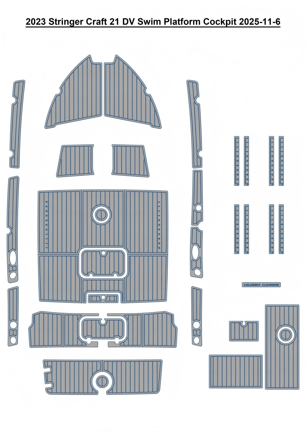 2023 Stringer Craft 21 DV Swim Platform Cockpit Pad Boat EVA Foam Teak Deck Floor Mat SeaDek MarineMat Gatorstep Style Adhesive