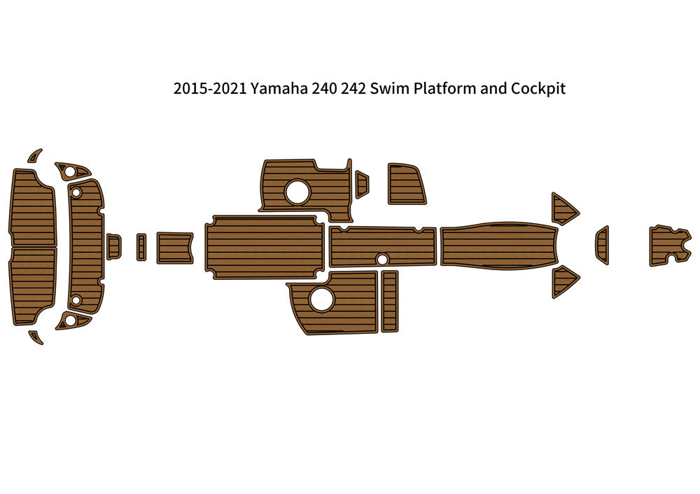 2015-2021 Yamaha 240/242 Swim Platform Cockpit Boat EVA Faux Teak Deck Floor Pad