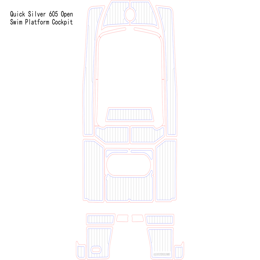 Quick Silver 605 Open Swim Platform Cockpit Boat EVA Faux Teak Deck Floor Pad
