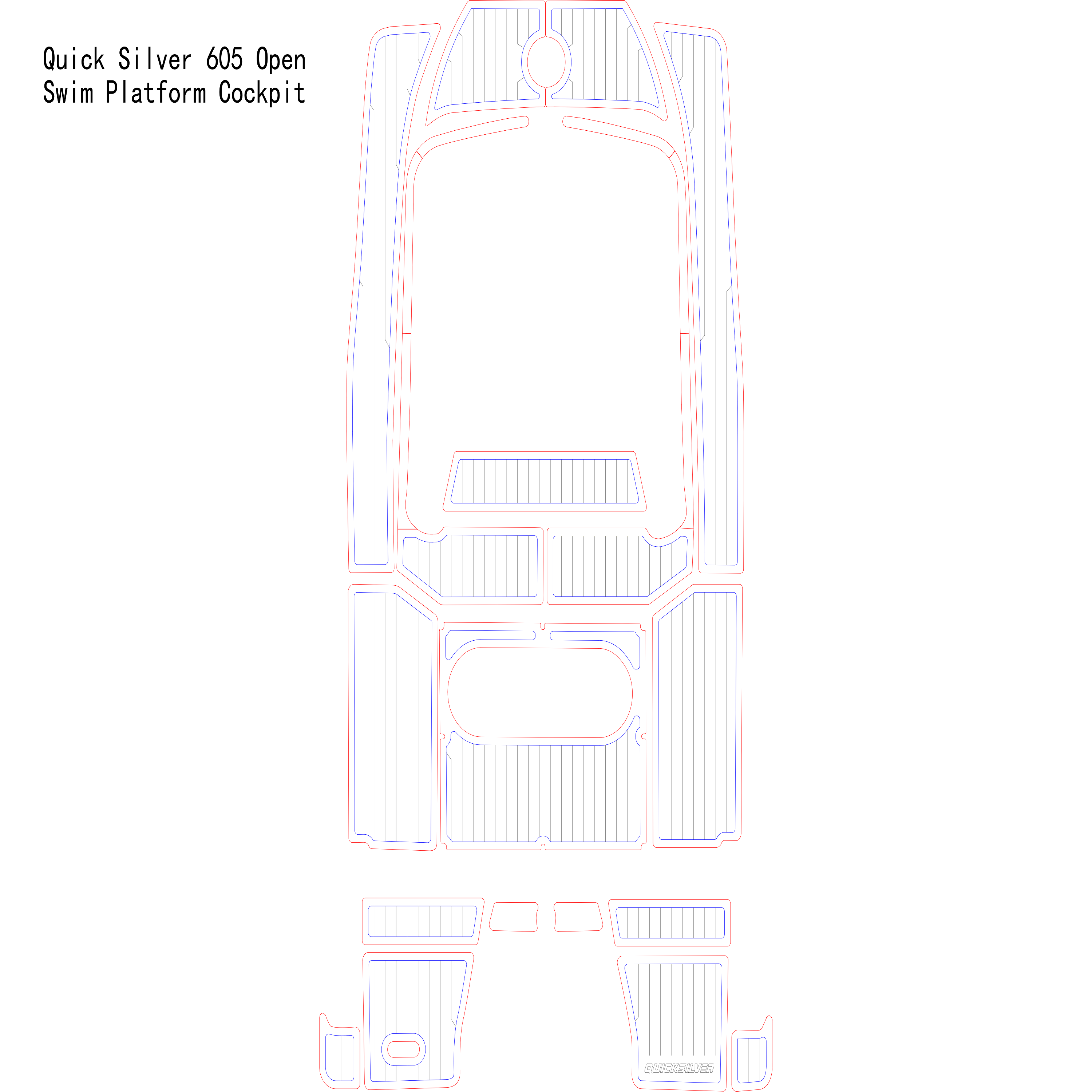 Quick Silver 605 Open Swim Platform Cockpit Boat EVA Faux Teak Deck Floor Pad