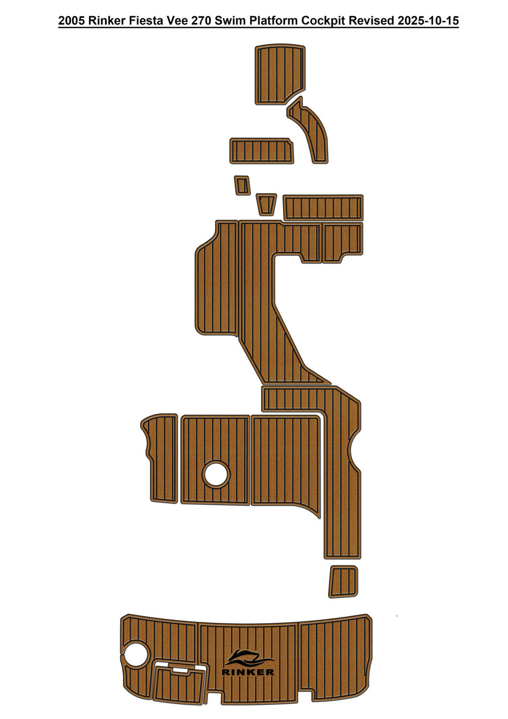 2005 Rinker Fiesta Vee 270 Swim Platform Cockpit Pad Boat EVA Foam Faux Teak Deck Floor Mat SeaDek Gatorstep Style Self Adhesive