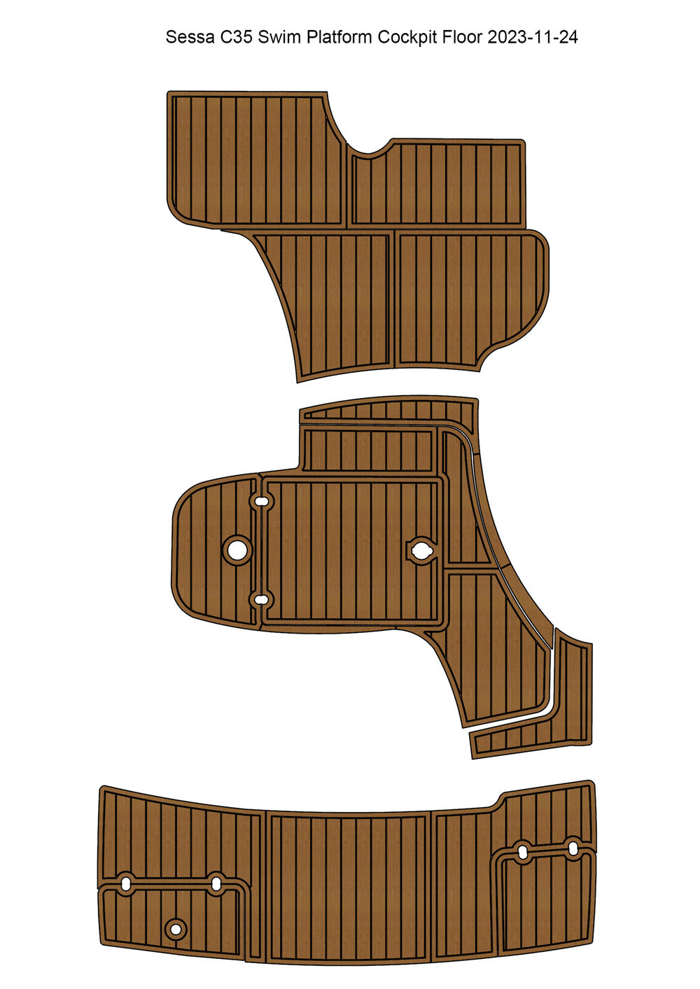 Sessa C35 Swim Platform Cockpit Pad Boat EVA Foam Teak Deck Floor Self Adhesive